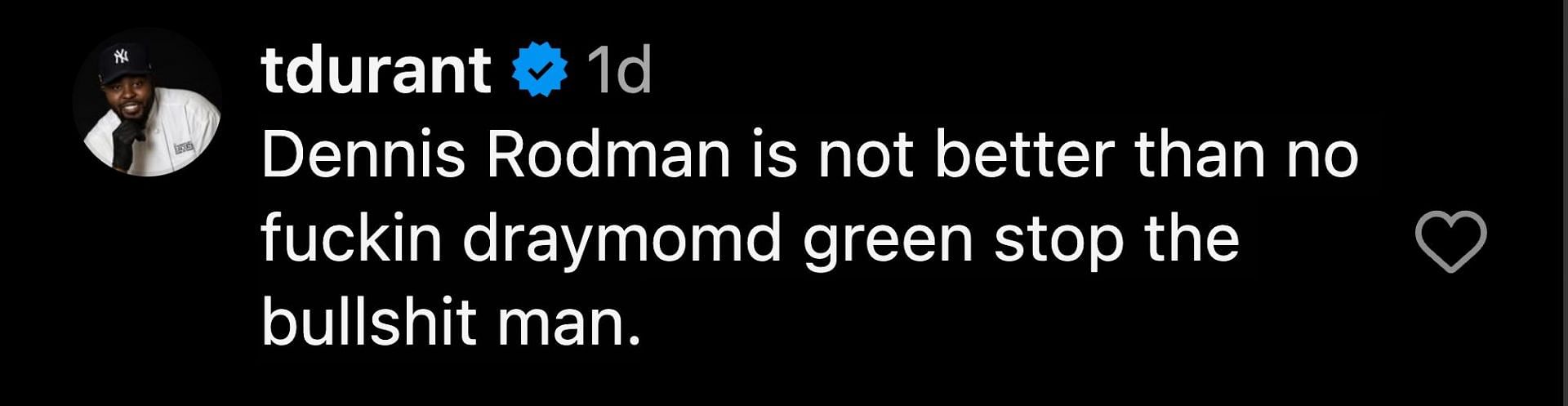 Tony Durant&#039;s comment