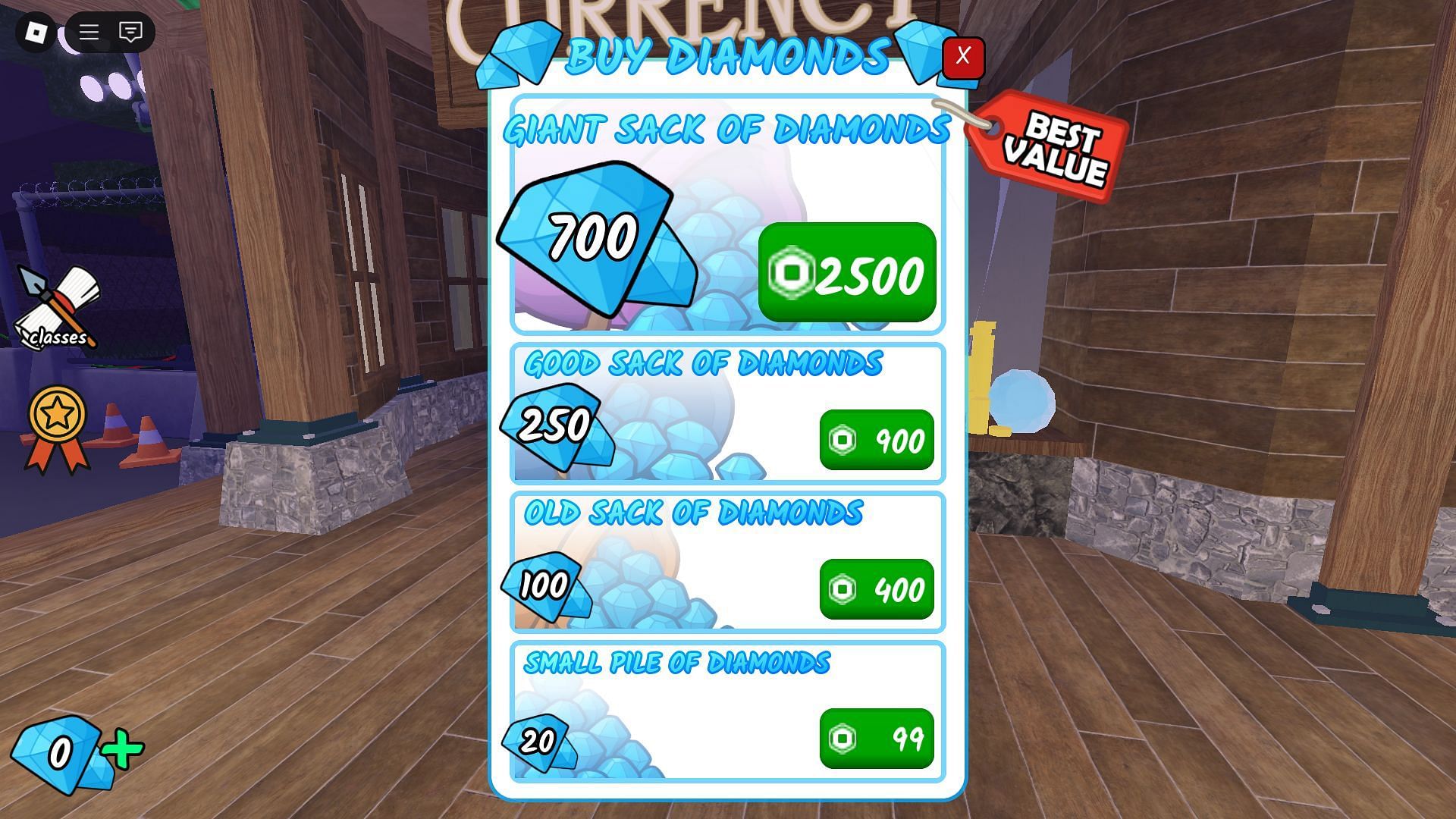 Diamonds in the premium Shop (Image via Roblox)