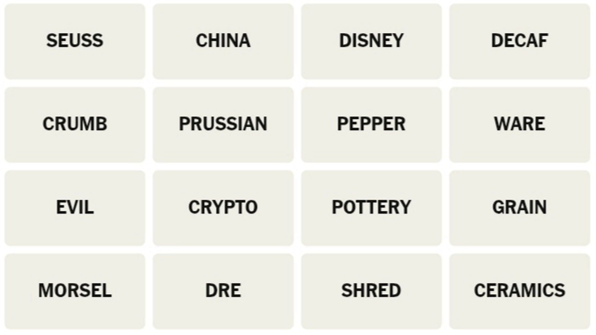 All answers for the New York Times Connections puzzle of today (Image via the New York Times)