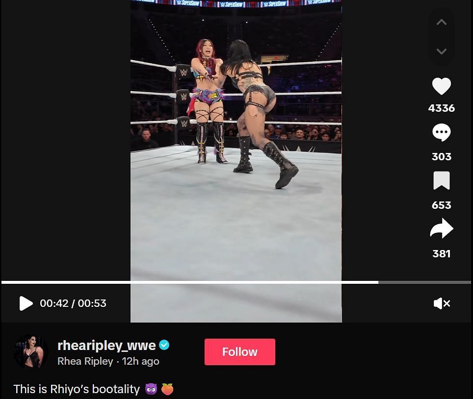 Rhea Ripley and IYO SKY working together in a match (Image credit: Ripley&#039;s TikTok)