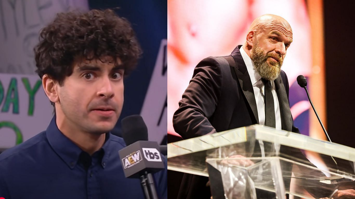 Tony Khan (left) and Triple H (right) [ Images from WWE.com and AEW