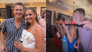 Matthew Tkachuk’s brother Brady takes take shotski with sis Taryn during bar night out as Tkachuk brothers unwind in the offseason
