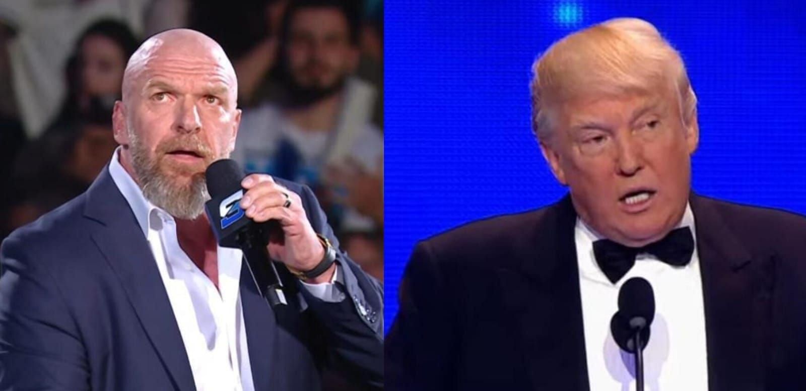 Triple H (left), Donald Trump (right). [Image credits: WWE on YouTube]