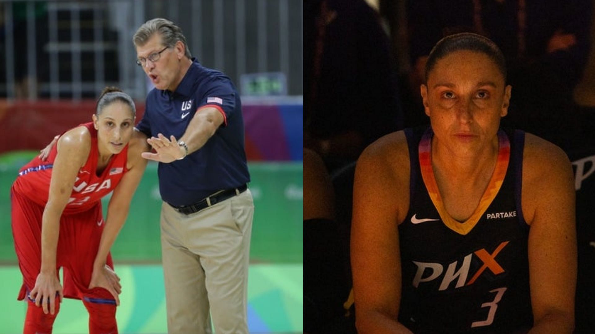 Diana Taurasi and UConn coach Geno Auriemma