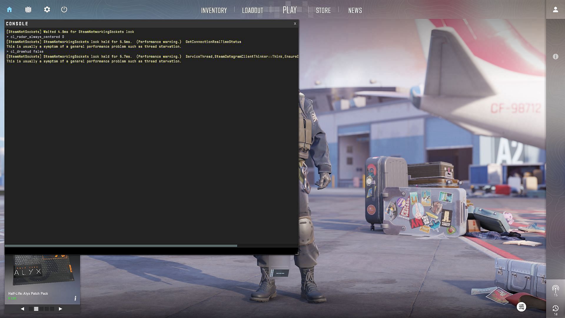The dev console in Counter-Strike 2 (Image via Valve)
