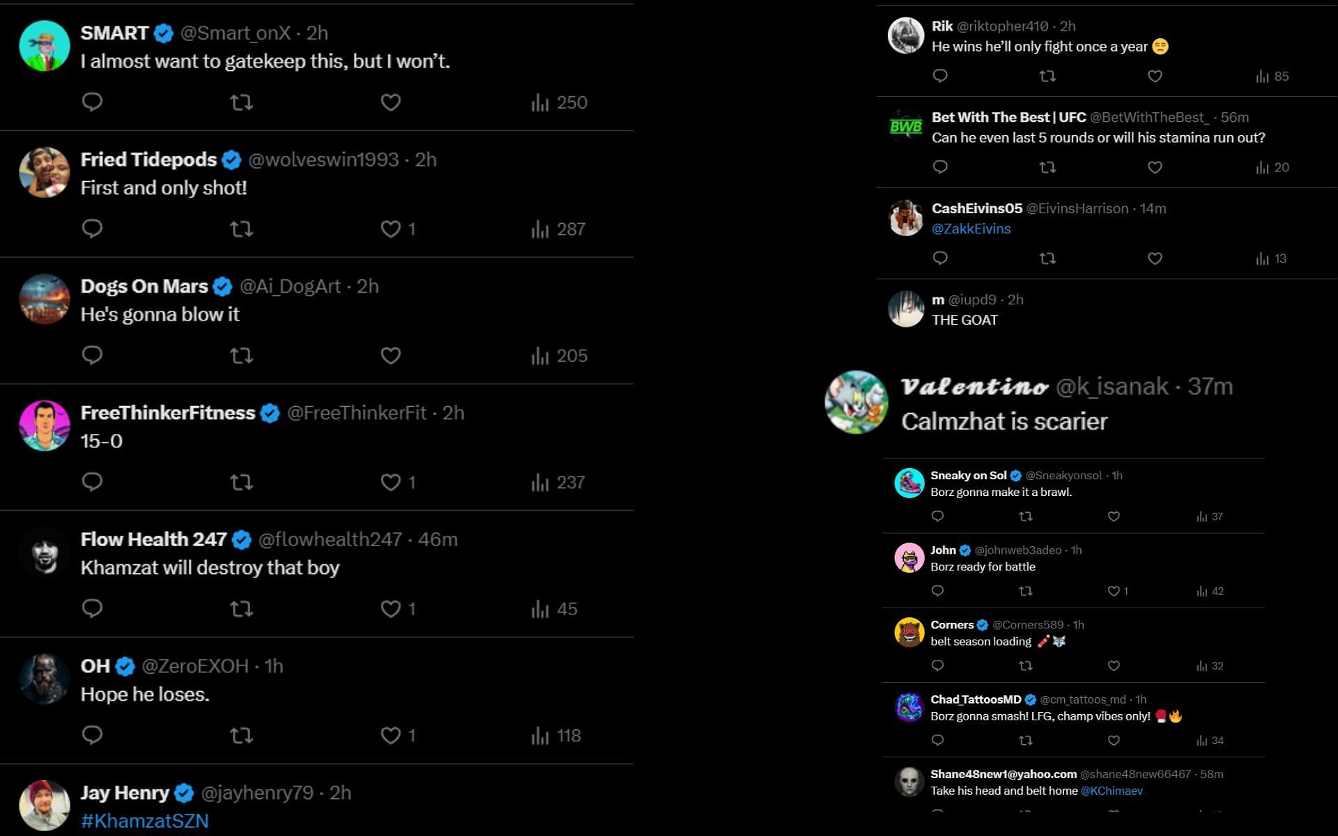 Fans react to Khamzat Chimaev&#039;s recent message from camp ahead of UFC 319. [Screenshots courtesy: @ufc on X]