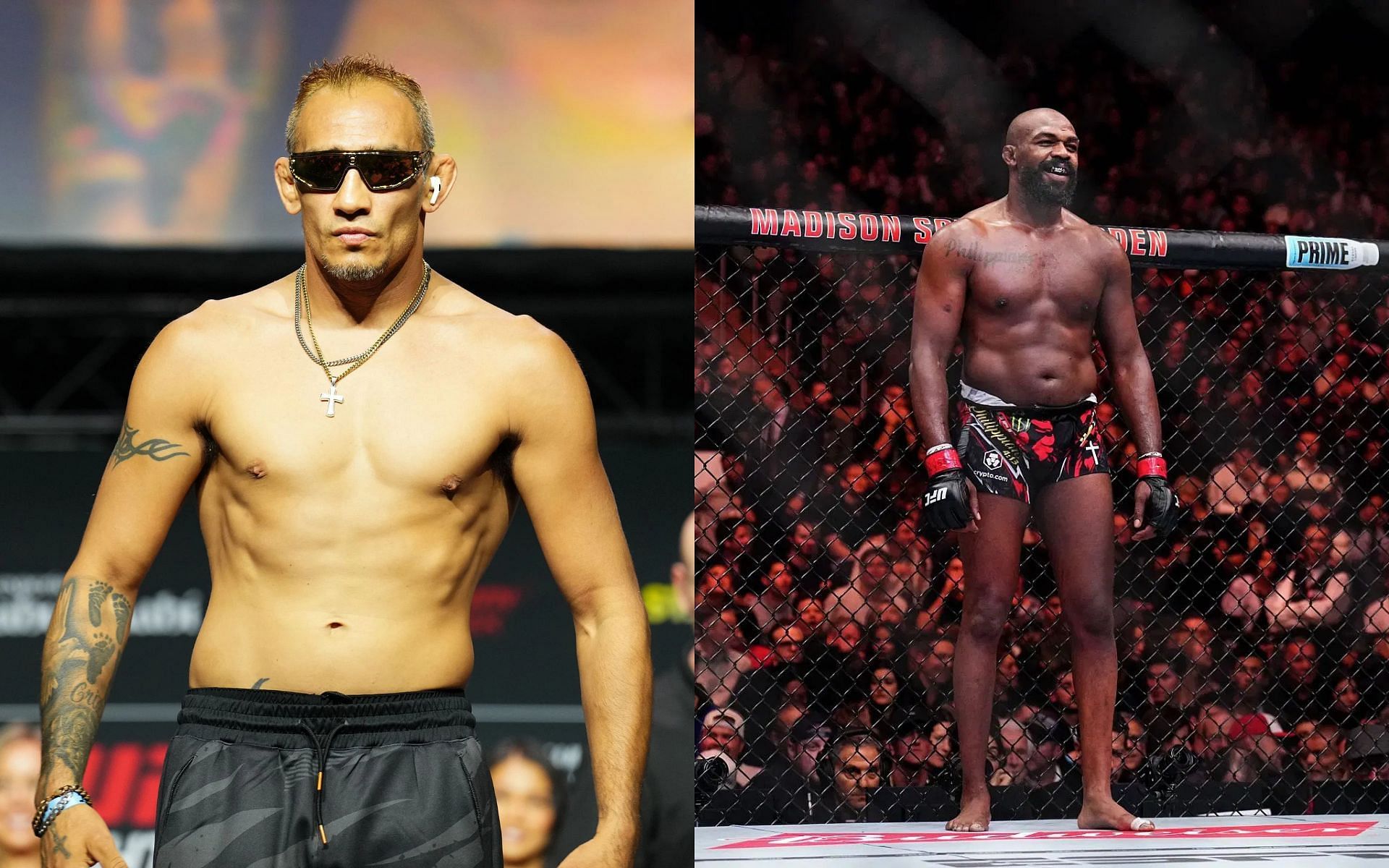 Tony Ferguson (left) discusses his wrestling matchup with Jon Jones (right). [Images courtesy: Getty]