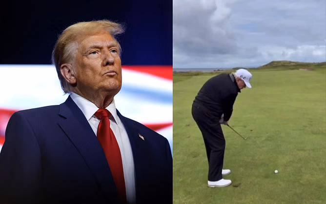 WATCH: Donald Trump gets back on the range at his iconic Turnberry resort