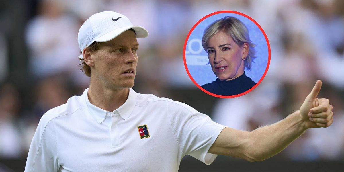 Jannik Sinner (background), Chris Evert (right inset), Source: Getty