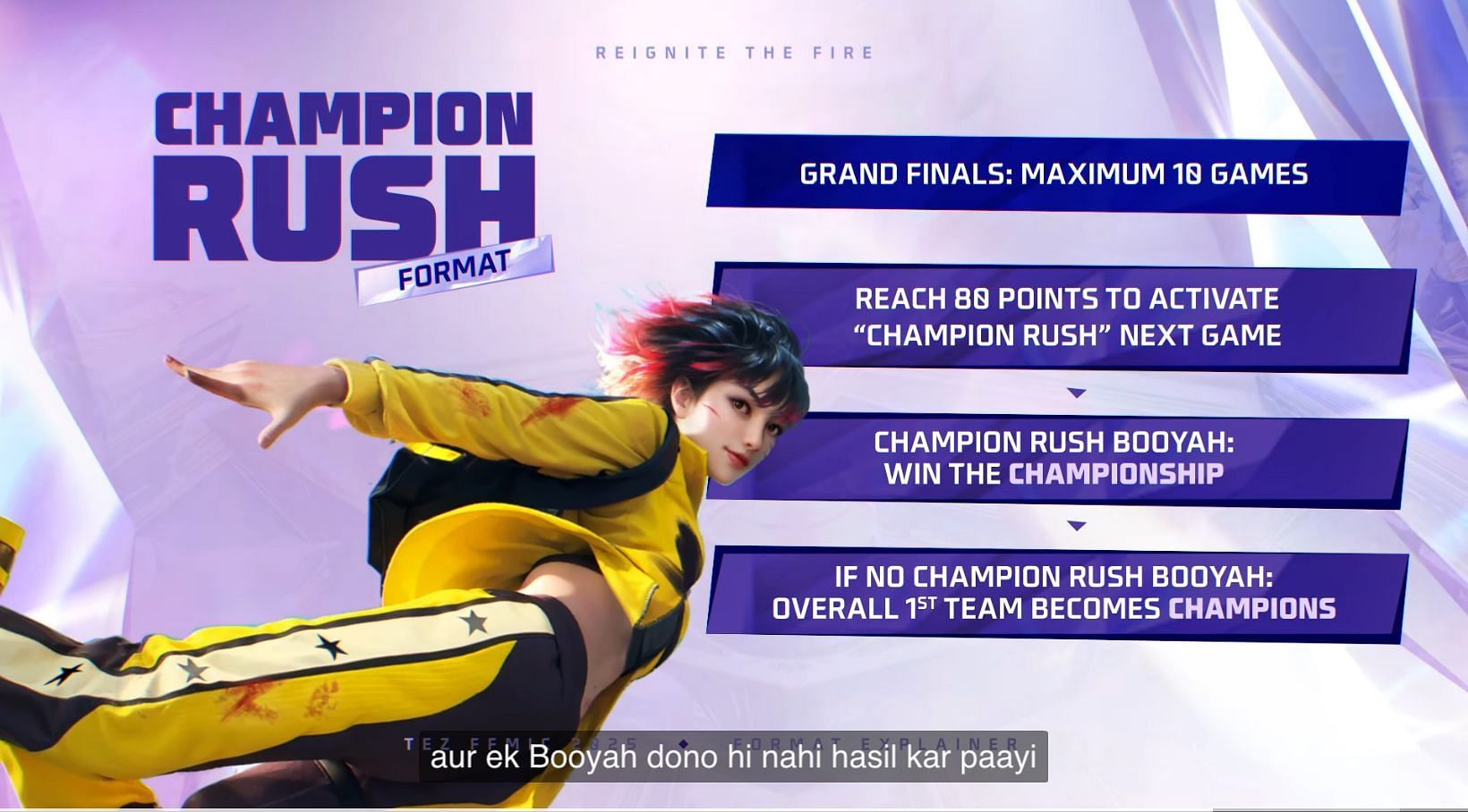 Champion Rush format for BR Grand Finals (Image via YouTube/@FreeFireIndiaEsportsOfficial)