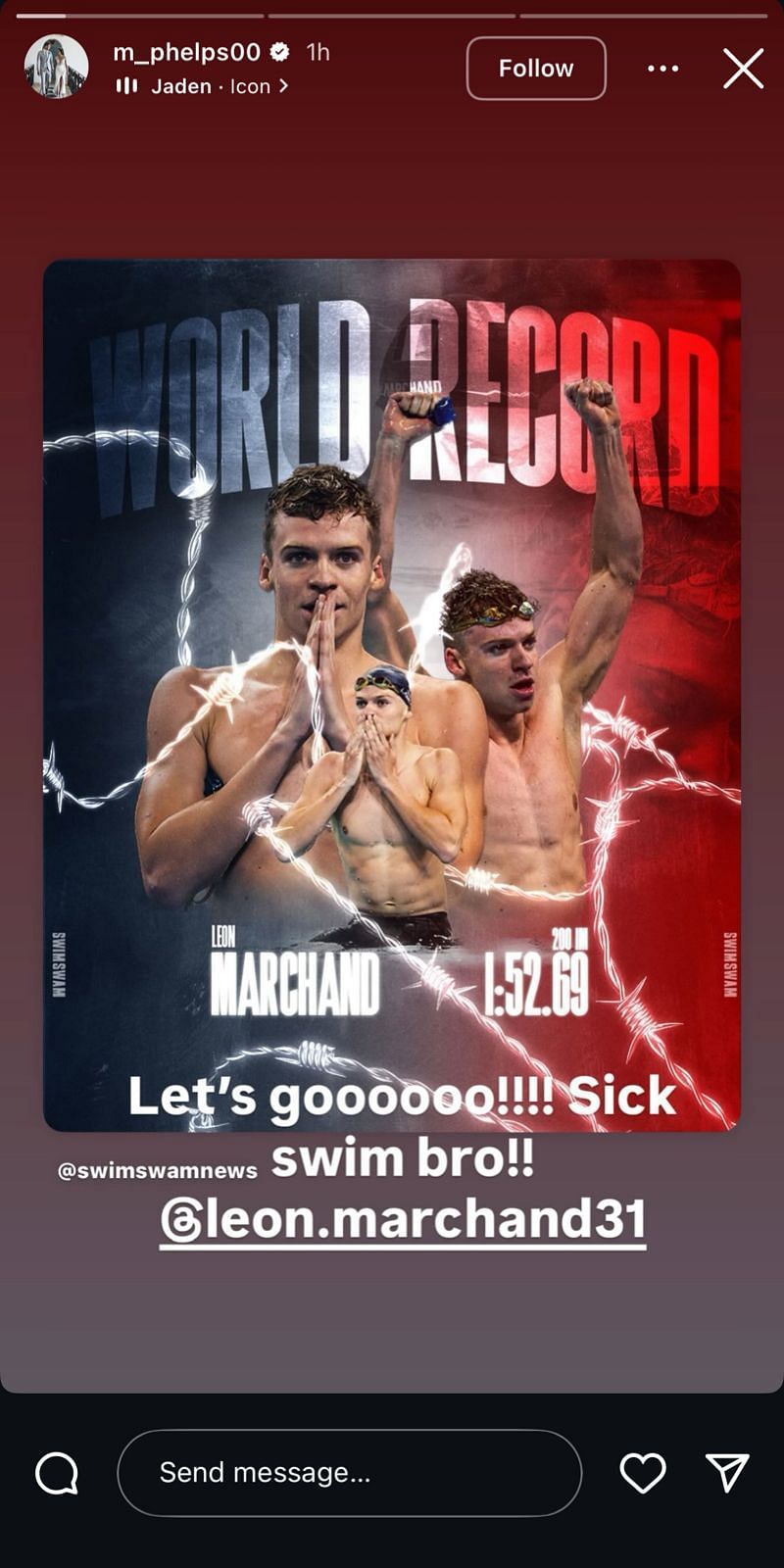 Still taken from Phelps&#039; Instagram (source: @m_phelps00/Instagram)