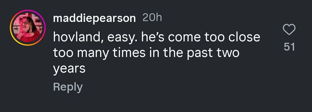 Fan's comment below Golf Digest's post