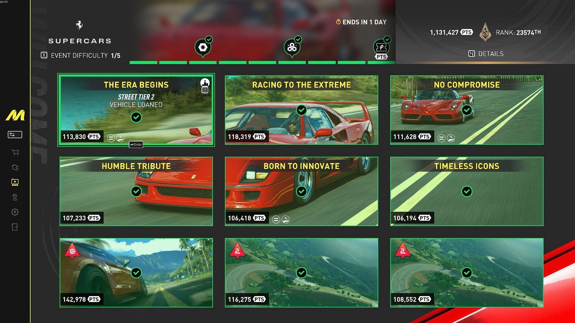 All Supercars Summit challenges (Image via Sportskeeda Gaming | Ubisoft)