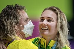 Ariarne Titmus reacts to coach Dean Boxall’s wild reaction to her historic performance at World Aquatics Championships