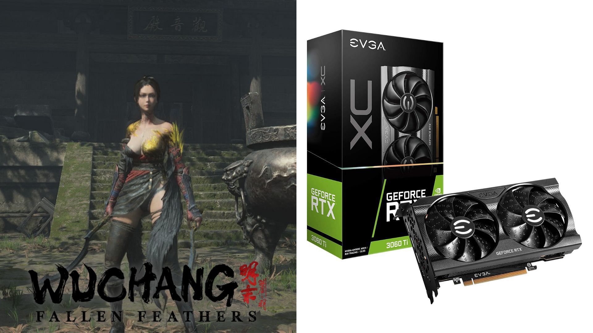 The RTX 3060 and 3060 Ti can play Wuchang: Fallen Feathers at 60 FPS (Image via Amazon and 505 Games)