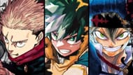 Itadori, Deku, and Asta as seen in Jujutsu Kaisen, My Hero Academia, and Black Clover (Image via Shueisha)