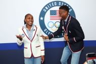 Coco Gauff and Christopher Eubanks at Paris Olympics media event | Image Source: Getty