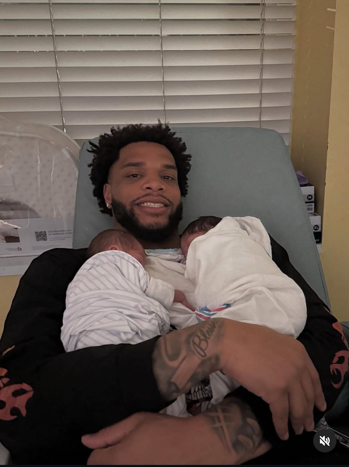 Miles Bridges with his twin babies - image via Instagram @milesbridges