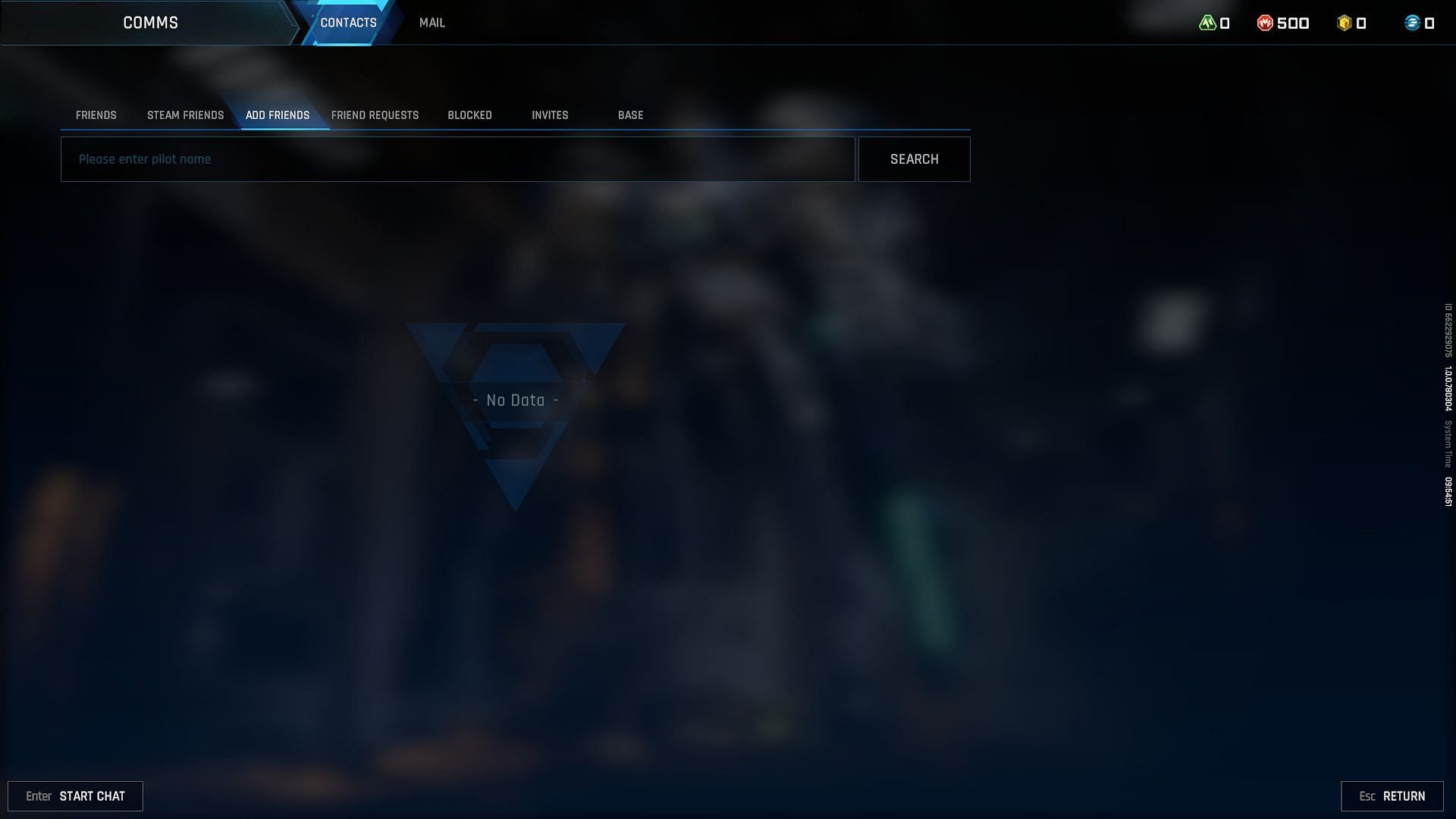 The Comm window in Mecha BREAK (Image via Sportskeeda Gaming | Amazing Seasun Games)