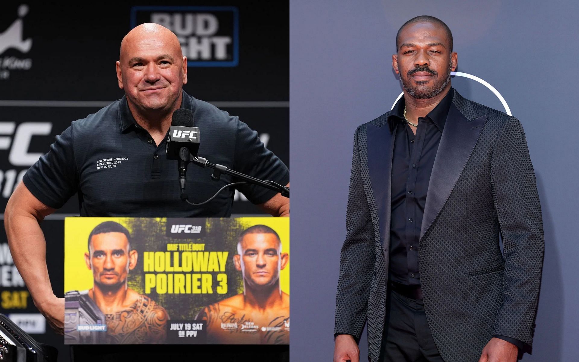 Dana White (left) weighs in on Jon Jones potentially fighting at the White House. [Images courtesy: Getty Images]