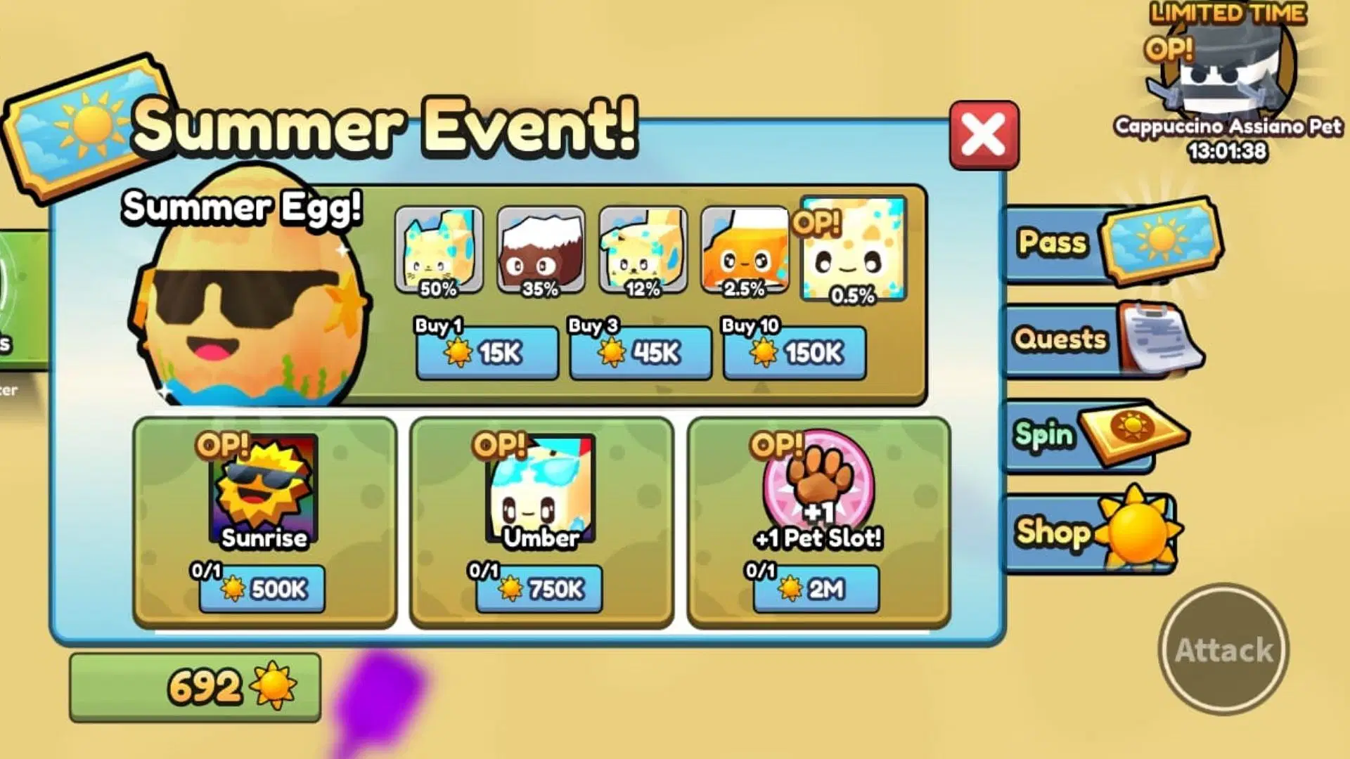 The Summer Egg requires Sun Shards (Image via Roblox)