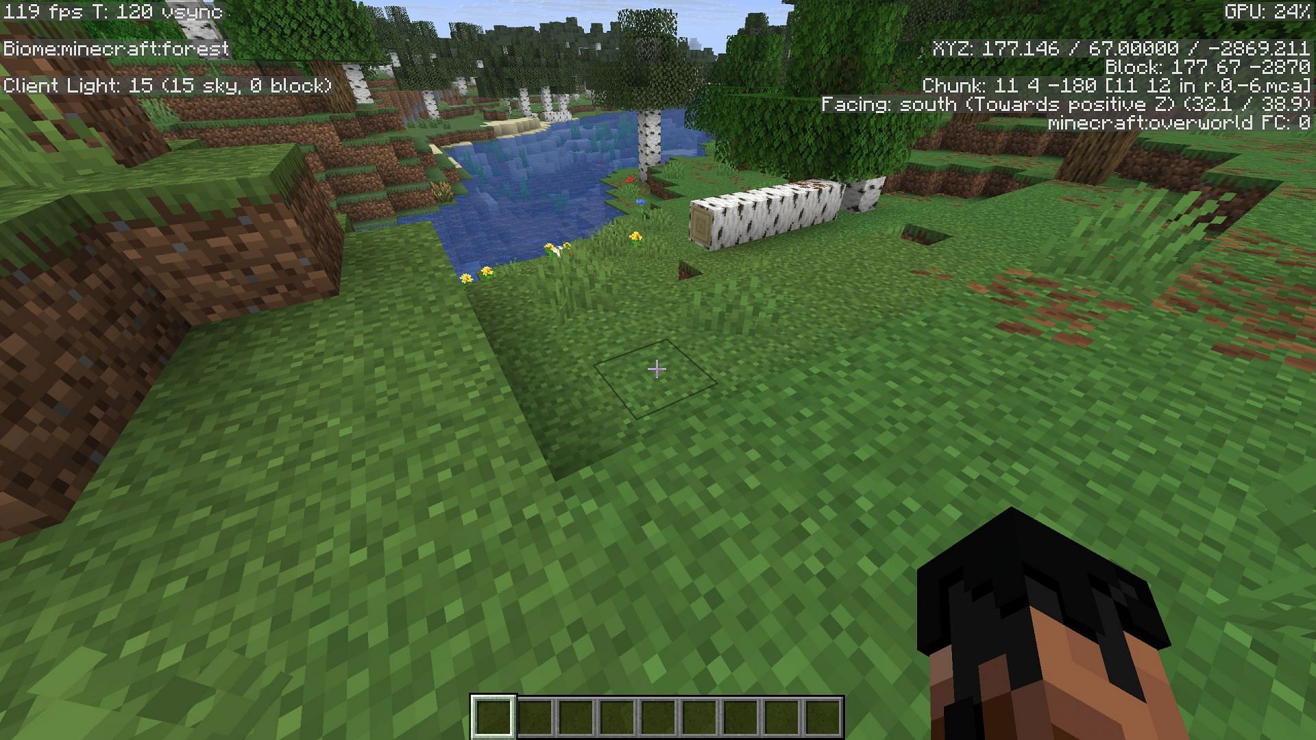 Some debug information can be displayed in the HUD at all times (Image via Sportskeeda Gaming || Mojang Studios)