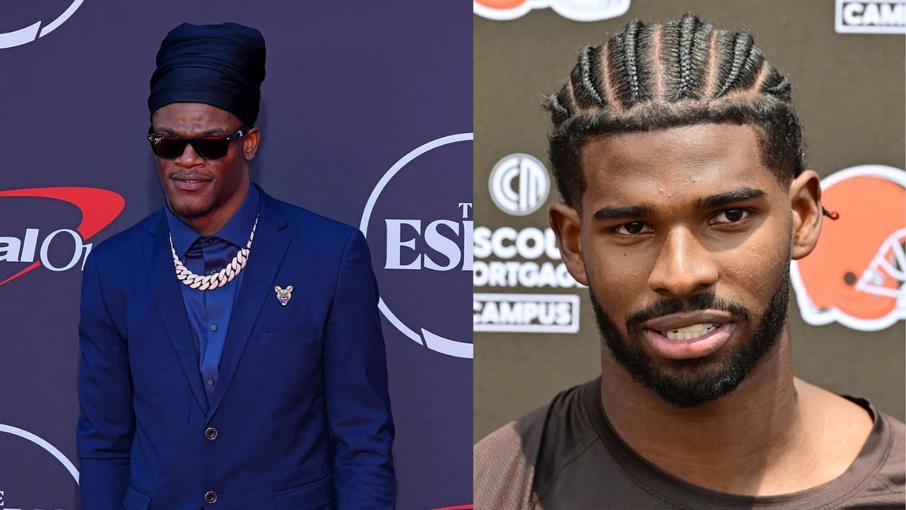 Lamar Jackson gets caught laughing at Shedeur Sanders