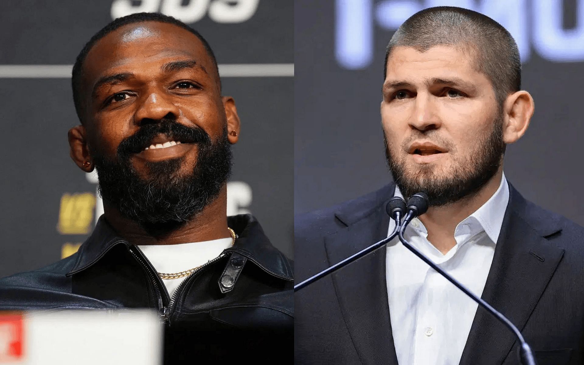 Jon Jones (left) once reacted to Khabib Nurmagomedov