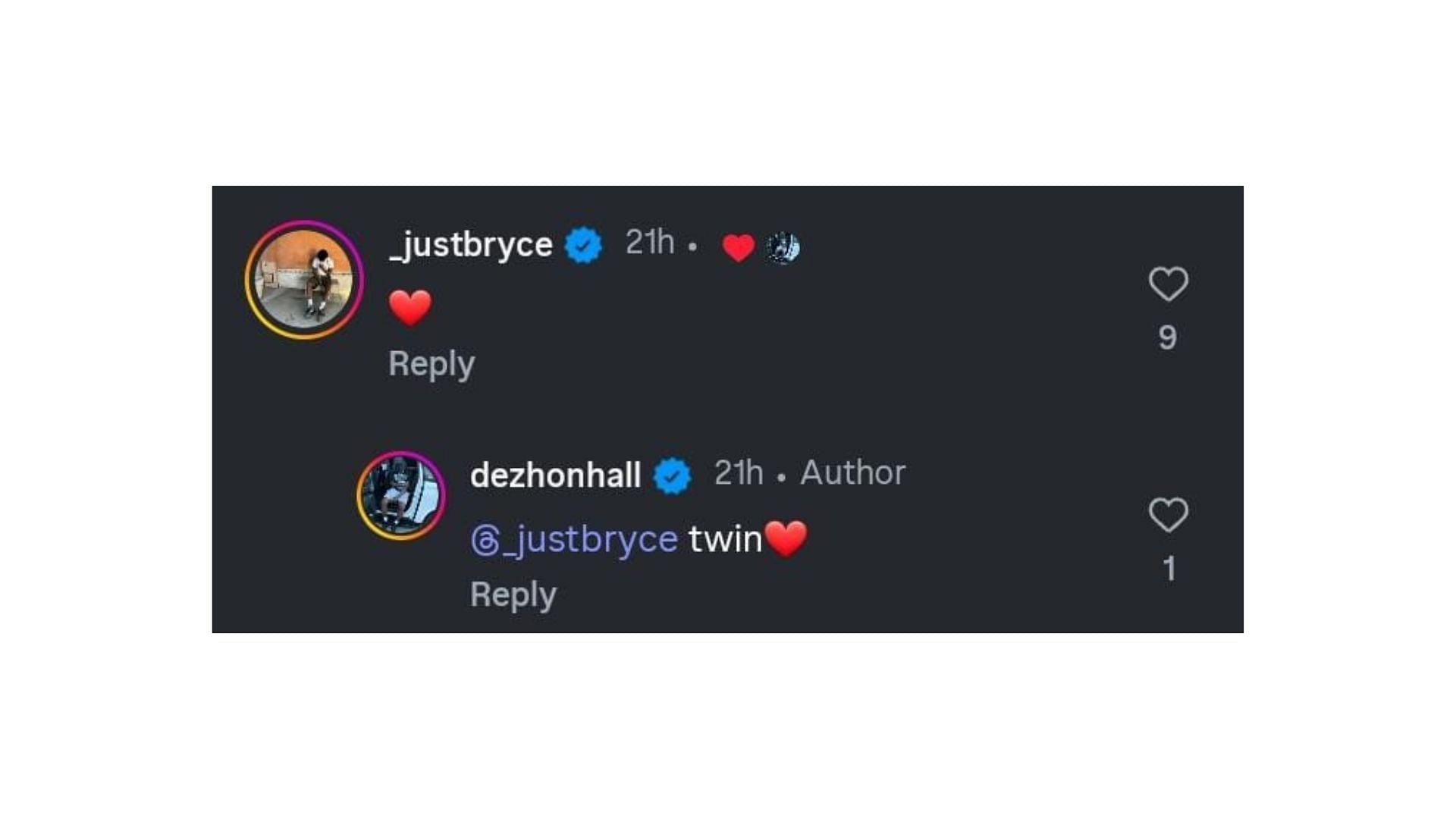 Bryce James&#039; comment on childhood friend DeZhon Hall&#039;s post