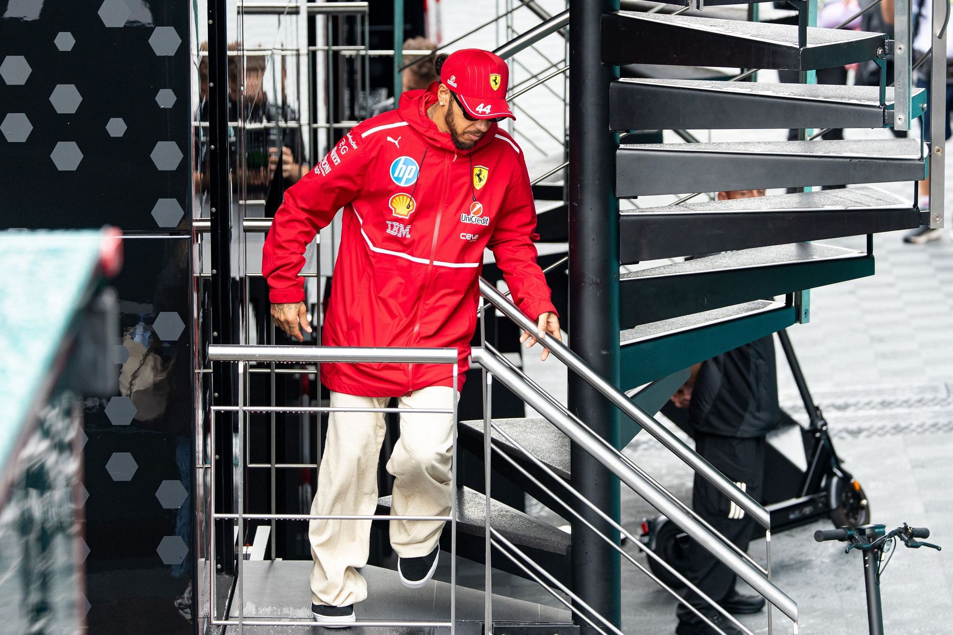 Lewis Hamilton leaving the Mercedes motorhome at the Belgian GP - Source: Kym Illman/Getty Images]