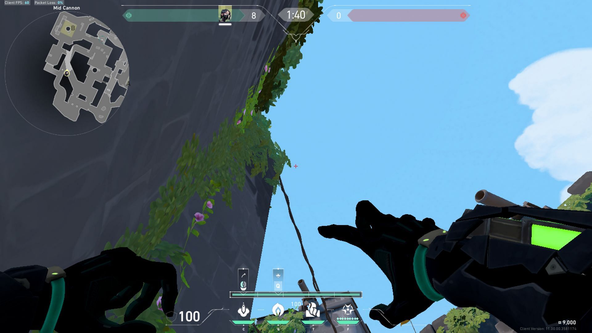 Aim upwards towards the foliage leaf that sticks out and then sideways (Image via Riot Games)