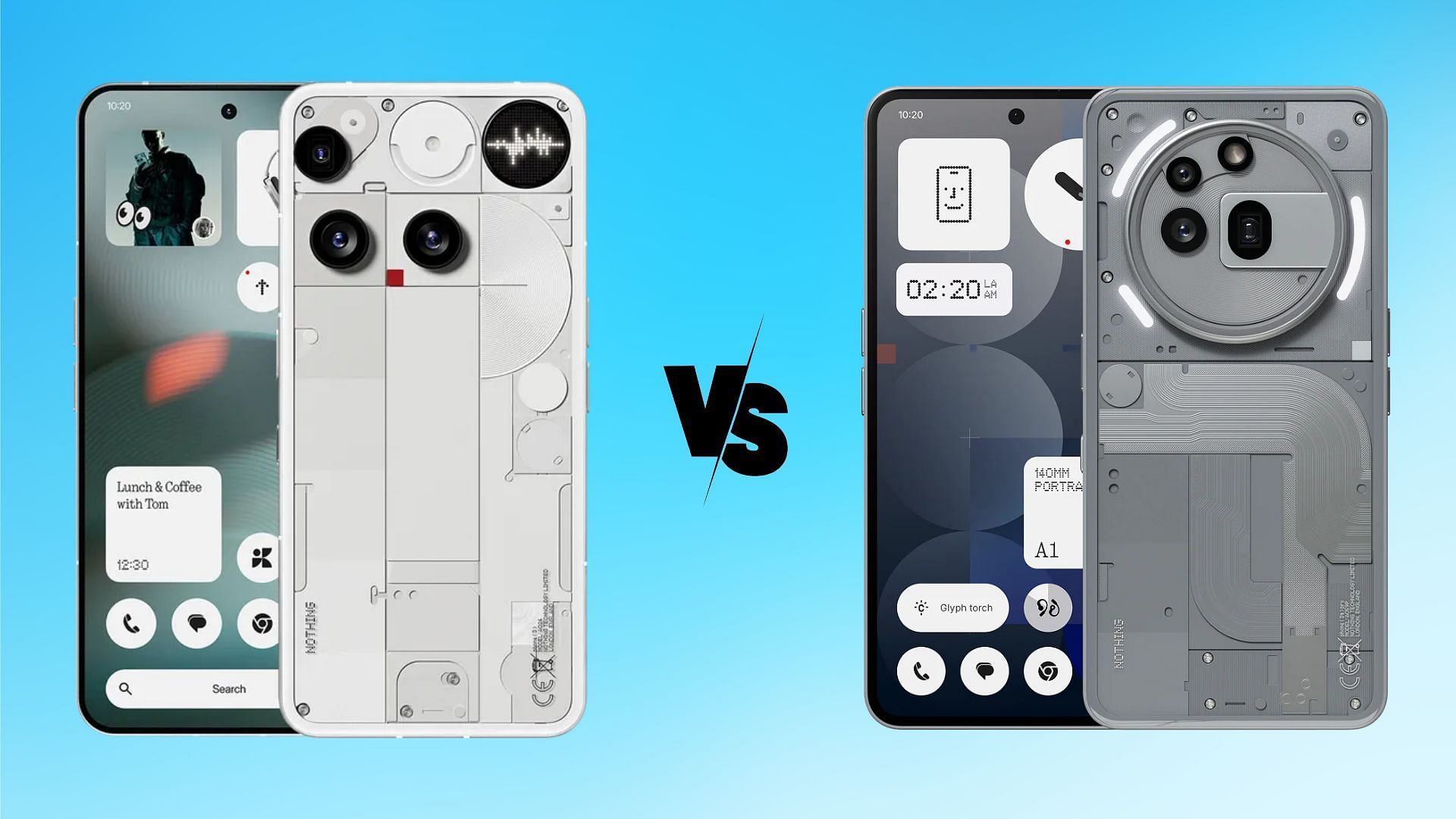 The Nothing Phone 3 vs Nothing Phone 3a Pro comparison (Image via Nothing)