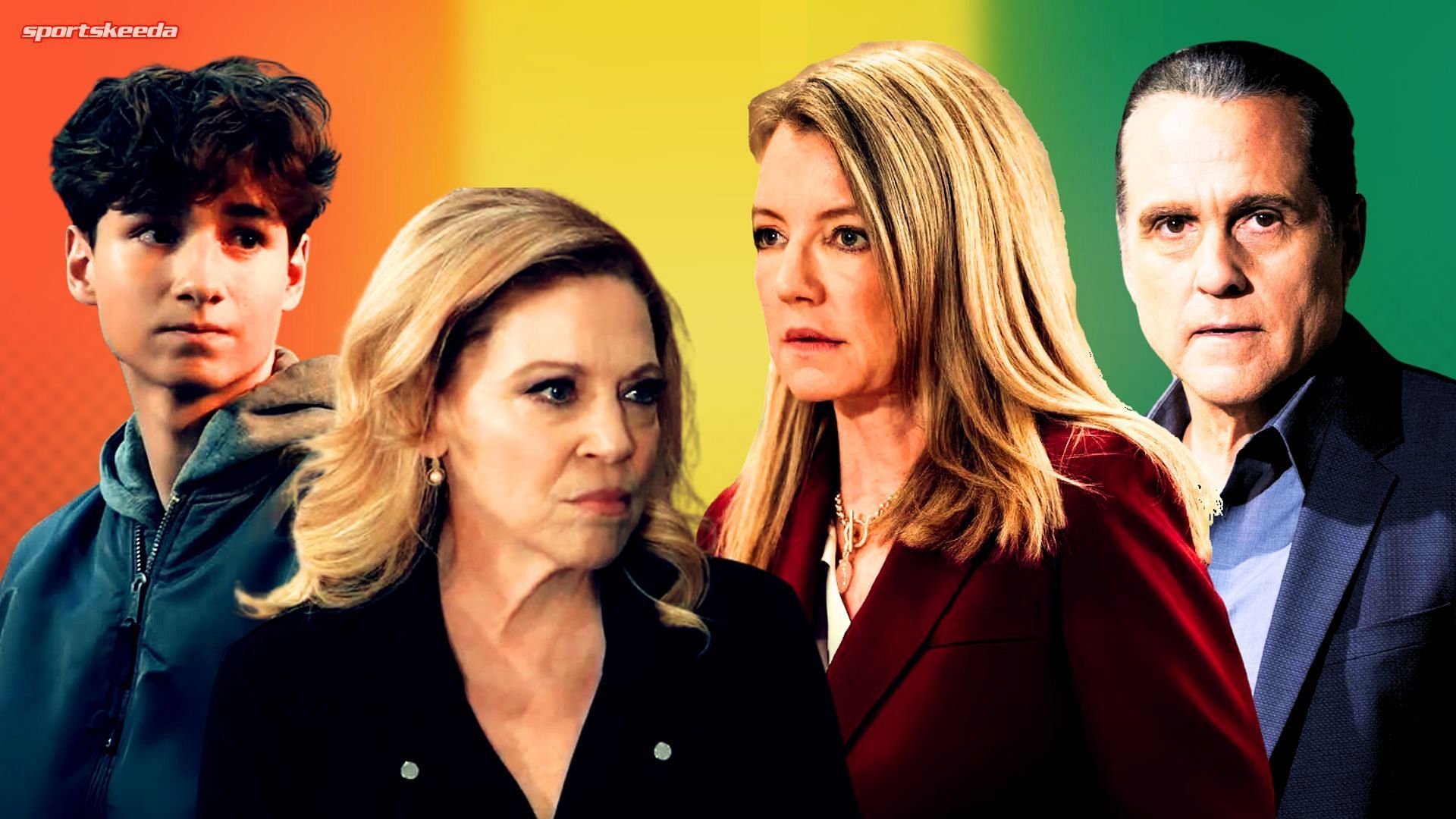 From left, Rocco, Liesl, Nina and Sonny on General Hospital (Custom edit by Sportskeeda, Original images via ABC Network)