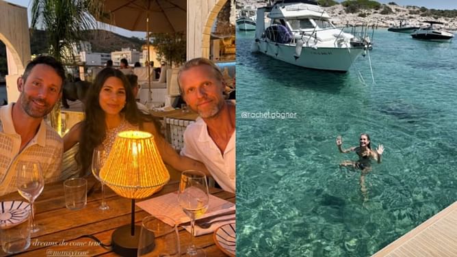 Ex-Oiler Sam Gagner's wife Rachel enjoys summer getaway in Ibiza after running into Connor McDavid's wife Lauren at Paris airport