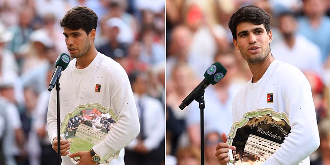 "The dumbest question to ever be asked" - Fans shocked by Carlos Alcaraz being asked if he will be back at Wimbledon after painful Jannik Sinner loss