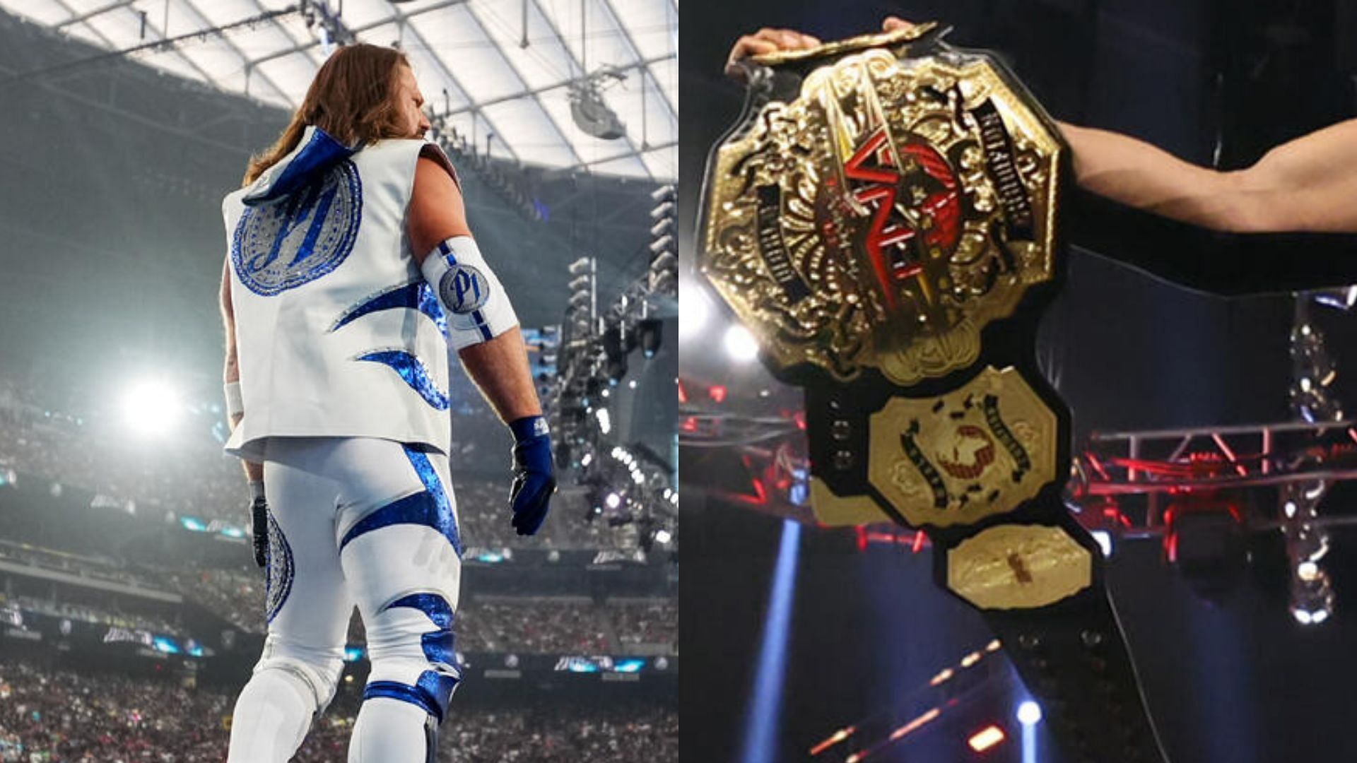 AJ Styles (left), TNA World Championship (right) (Image Credits: WWE.com)