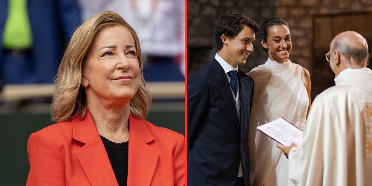 Chris Evert (left), Borja Duran and Caroline Garcia getting married (Source: Instagram/carogarcia)