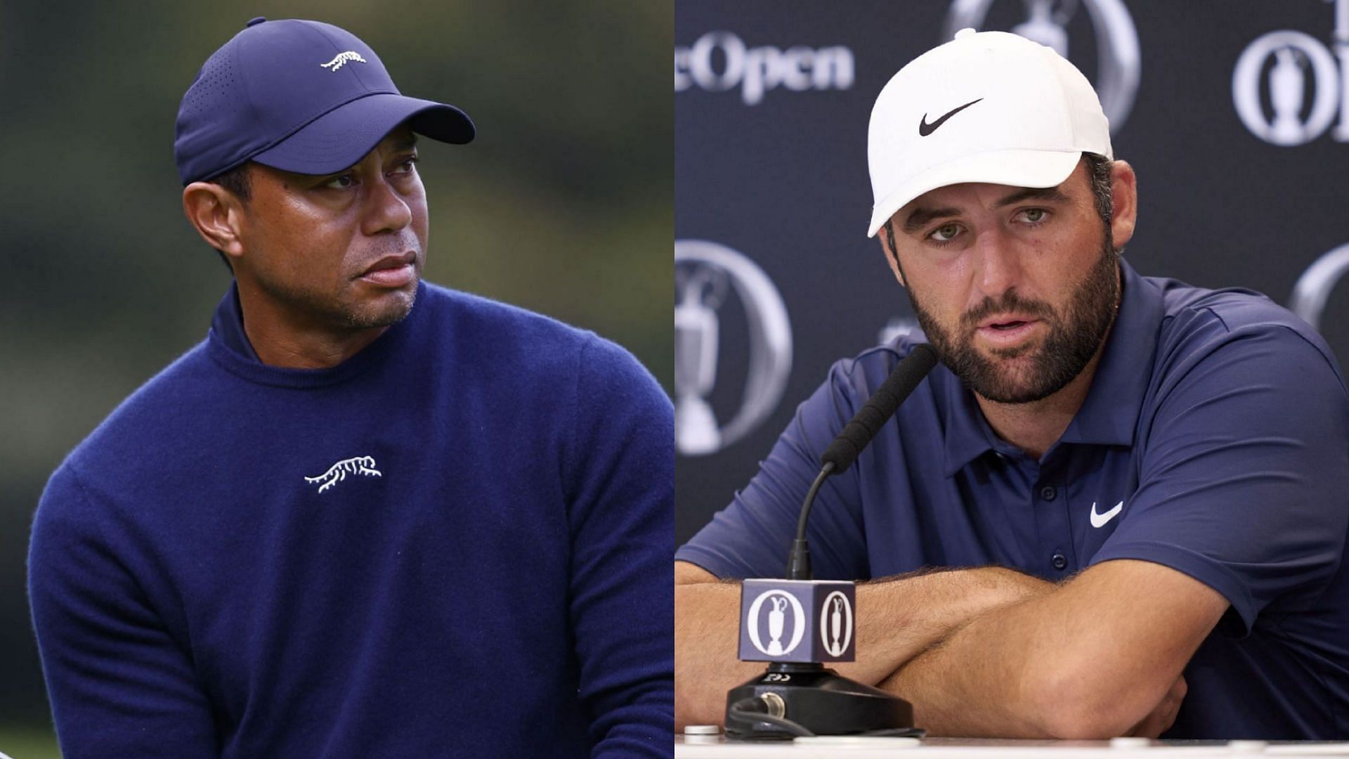Scottie Scheffler (on right) and Tiger Woods (on left) / Source: Getty Images