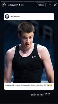 Iowa star Jada Gyamfi shares 1-word message for Butler guard Jack McCaffery on his special day - Image source: Instagram/jadagyamfi