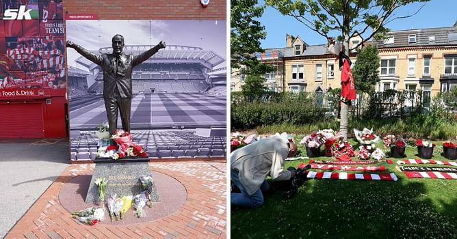 Liverpool fans lay flowers outside Anfield to pay tribute after Diogo Jota's tragic death in car accident