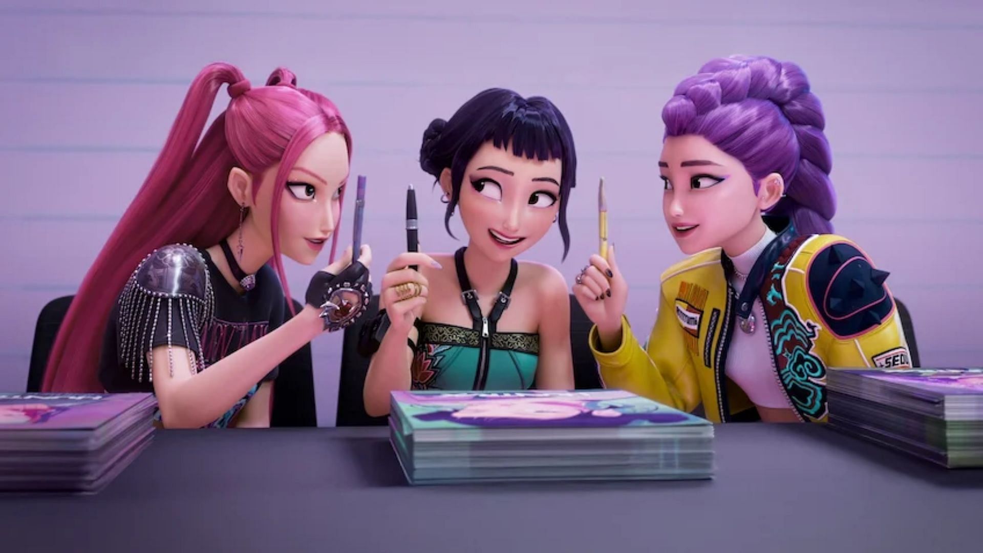 An image of the demon hunters from the Netflix film KPop Demon Hunters (Image via Netflix)