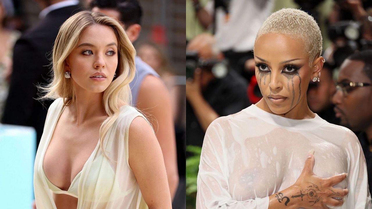 L to R: Sydney Sweney &amp; Doja Cat (image via Getty and Spotify)