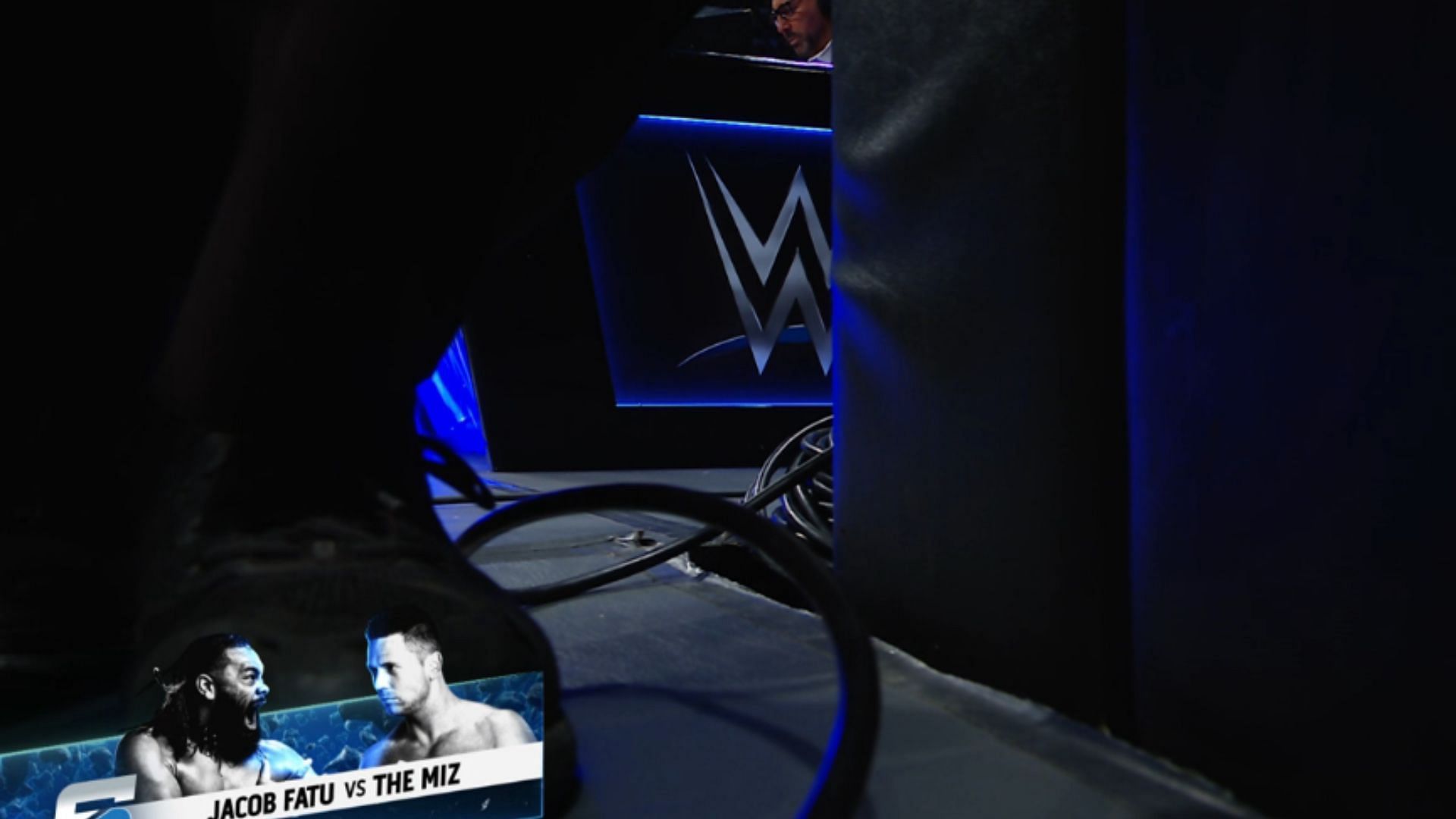 Screenshot of the moment a boot appeared along with some wires in a big botch (Credit: WWE SmackDown on Netflix)