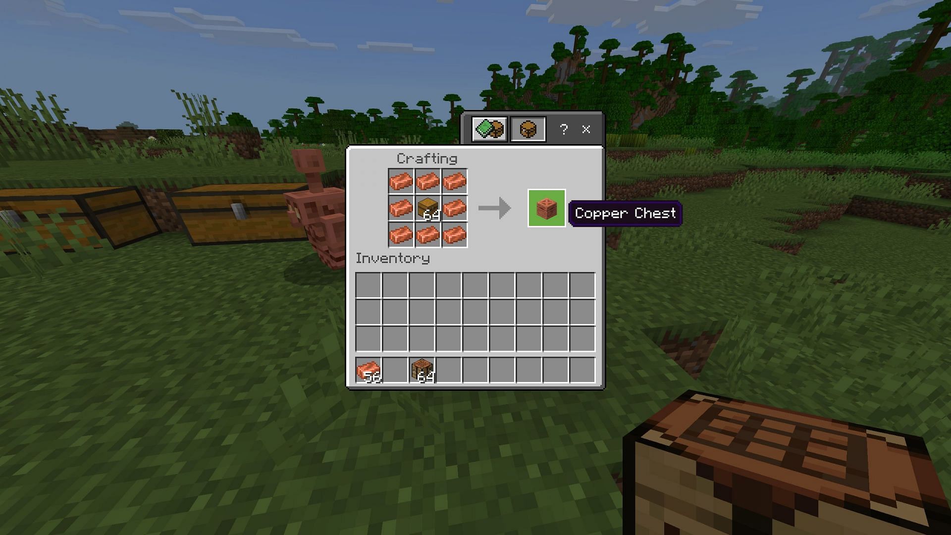 Chest and copper ingots can be combined to craft a copper chest (Image via Sportskeeda Gaming || Mojang Studios)