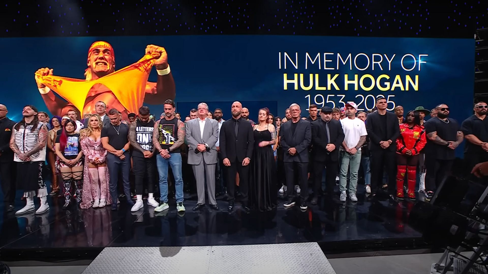 WWE RAW locker room paying tribute to Hulk Hogan [Image Credits: WWE