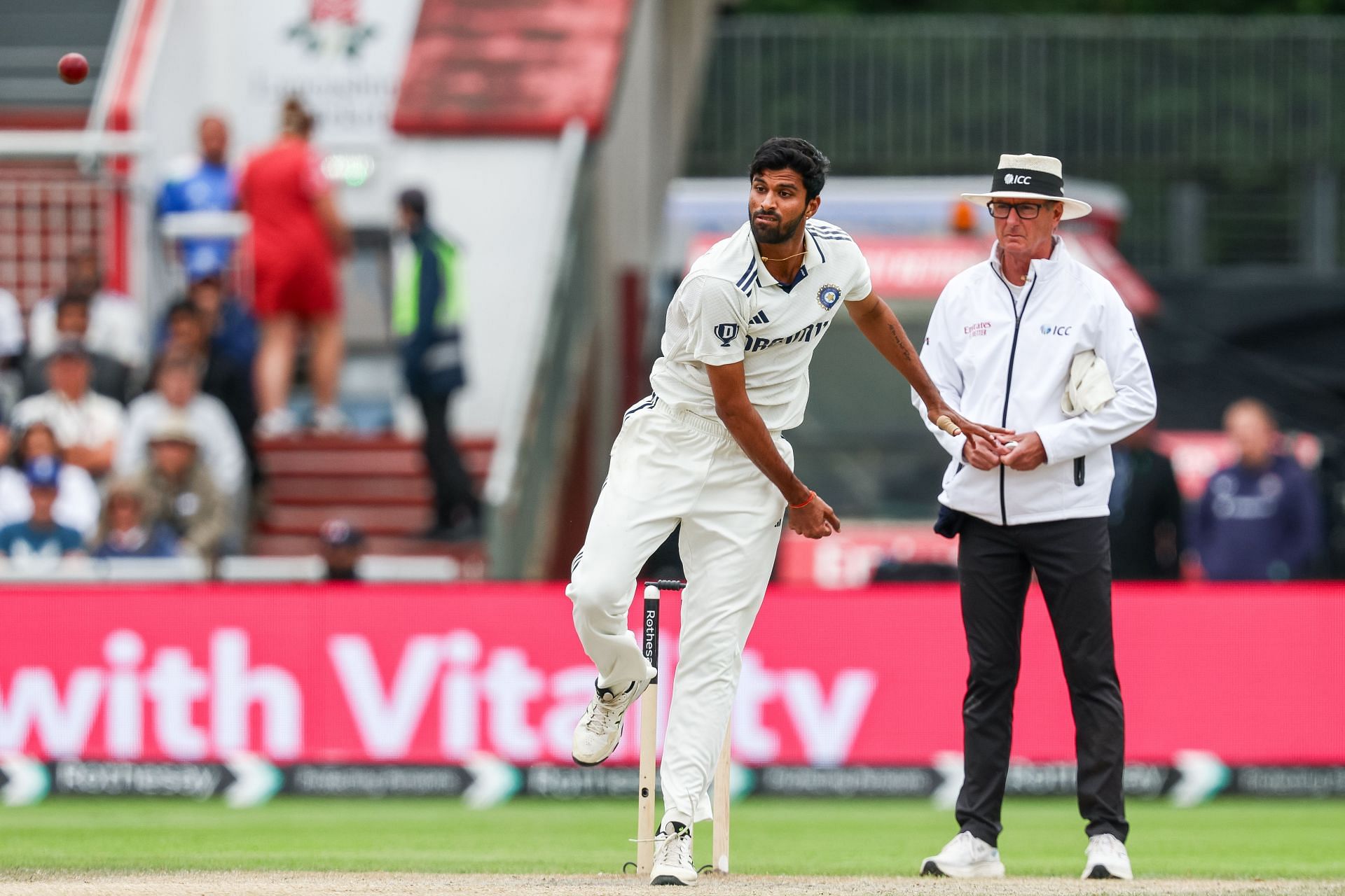 Washington Sundar picked up two wickets in England&#039;s only innings in the Manchester Test. [P/C: Getty]