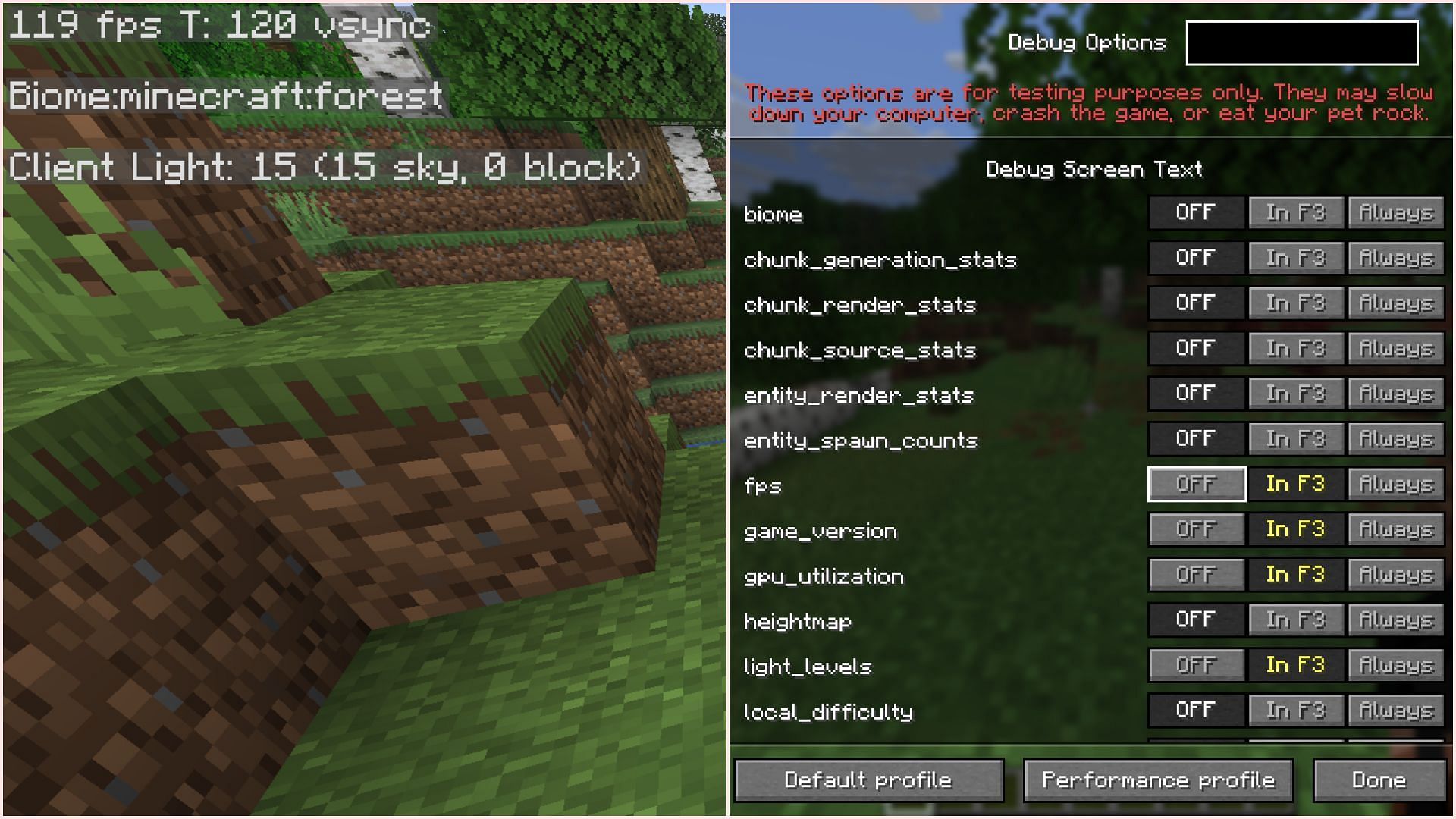 Minecraft Java Edition will soon get a brand new F3 debug screen (Image via Sportskeeda Gaming || Mojang Studios)