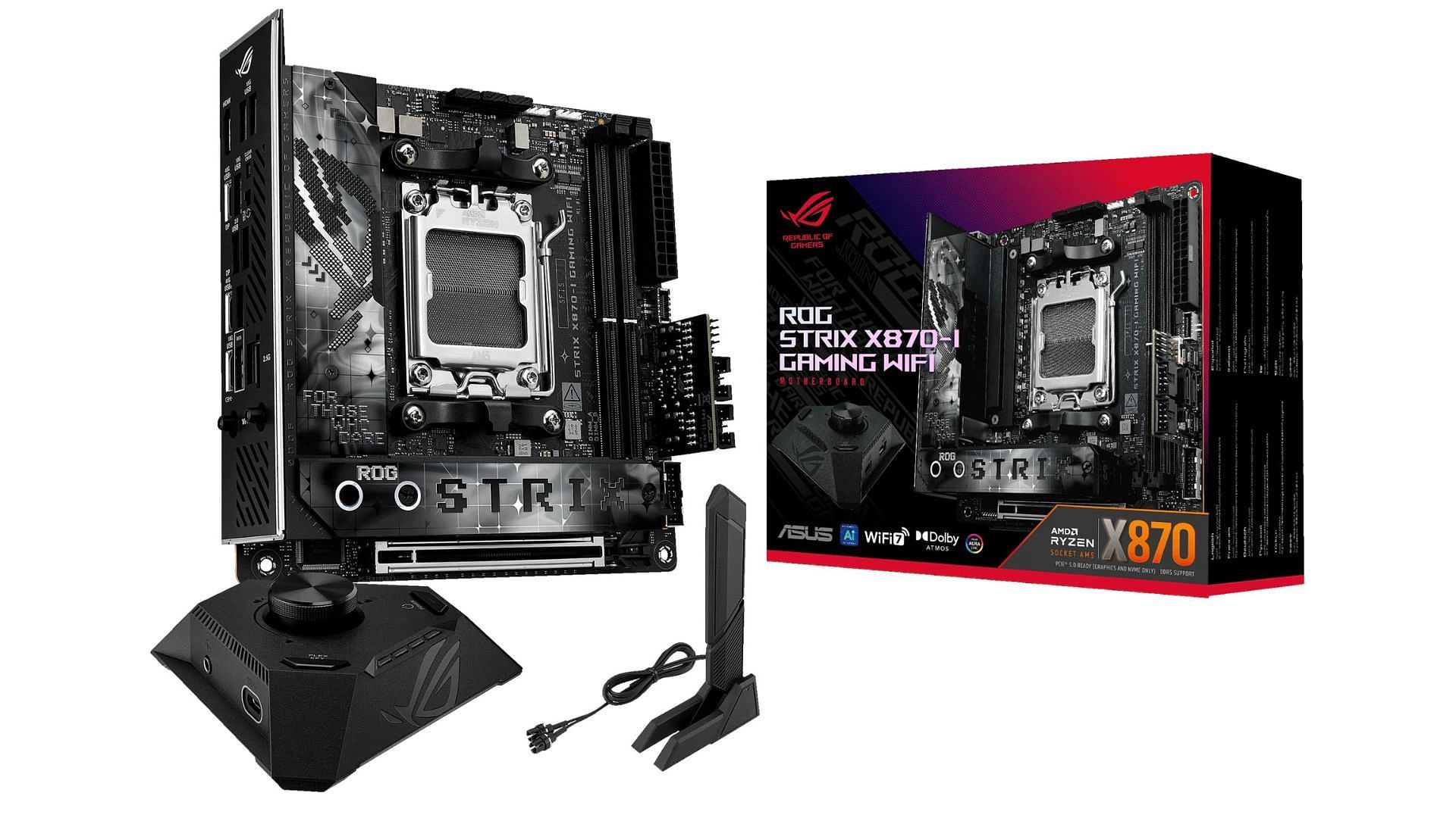 The ROG Strix X870-I Gaming Wifi is a high-end mini-ITX board for gaming PCs (Image via Amazon)