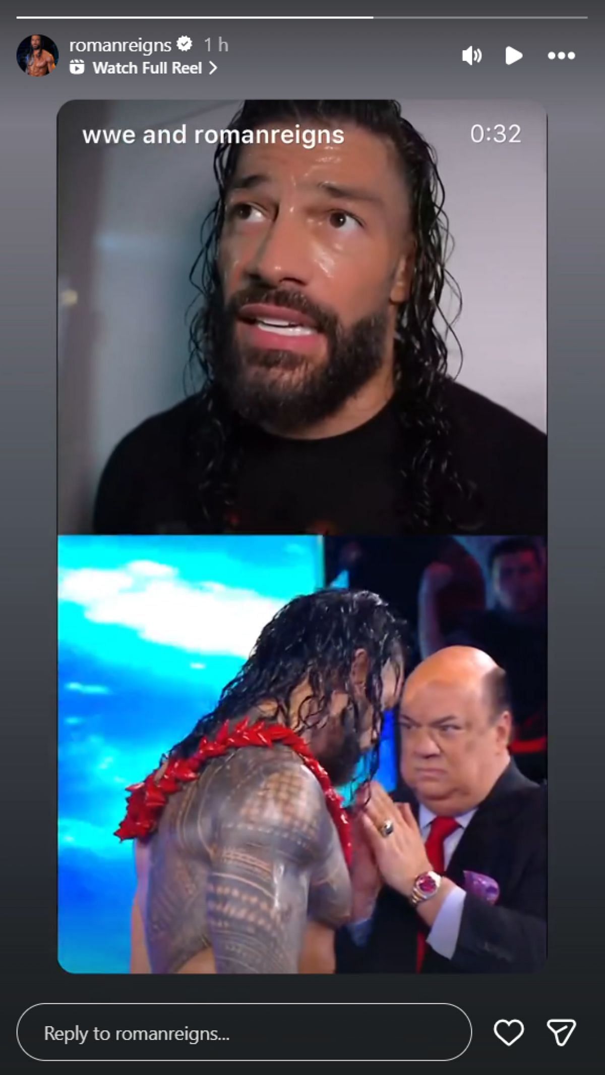 Roman Reigns shares WWE&#039;s clip featuring him [Picture credits: star&#039;s Instagram Story]