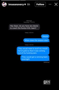 (Image Source: Sean Avery/Instagram)